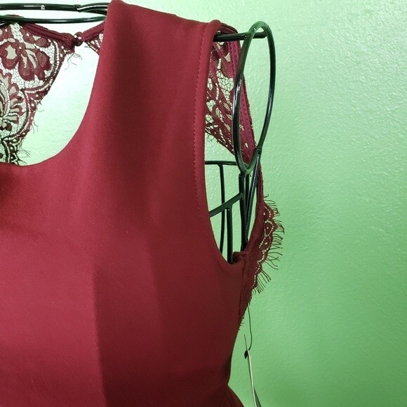 Lulus NWT Burgandy Short Lace Fit and Flare Dress Size Small - Picture 7 of 11
